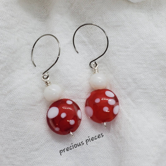 Red and White Polka-dot Earrings