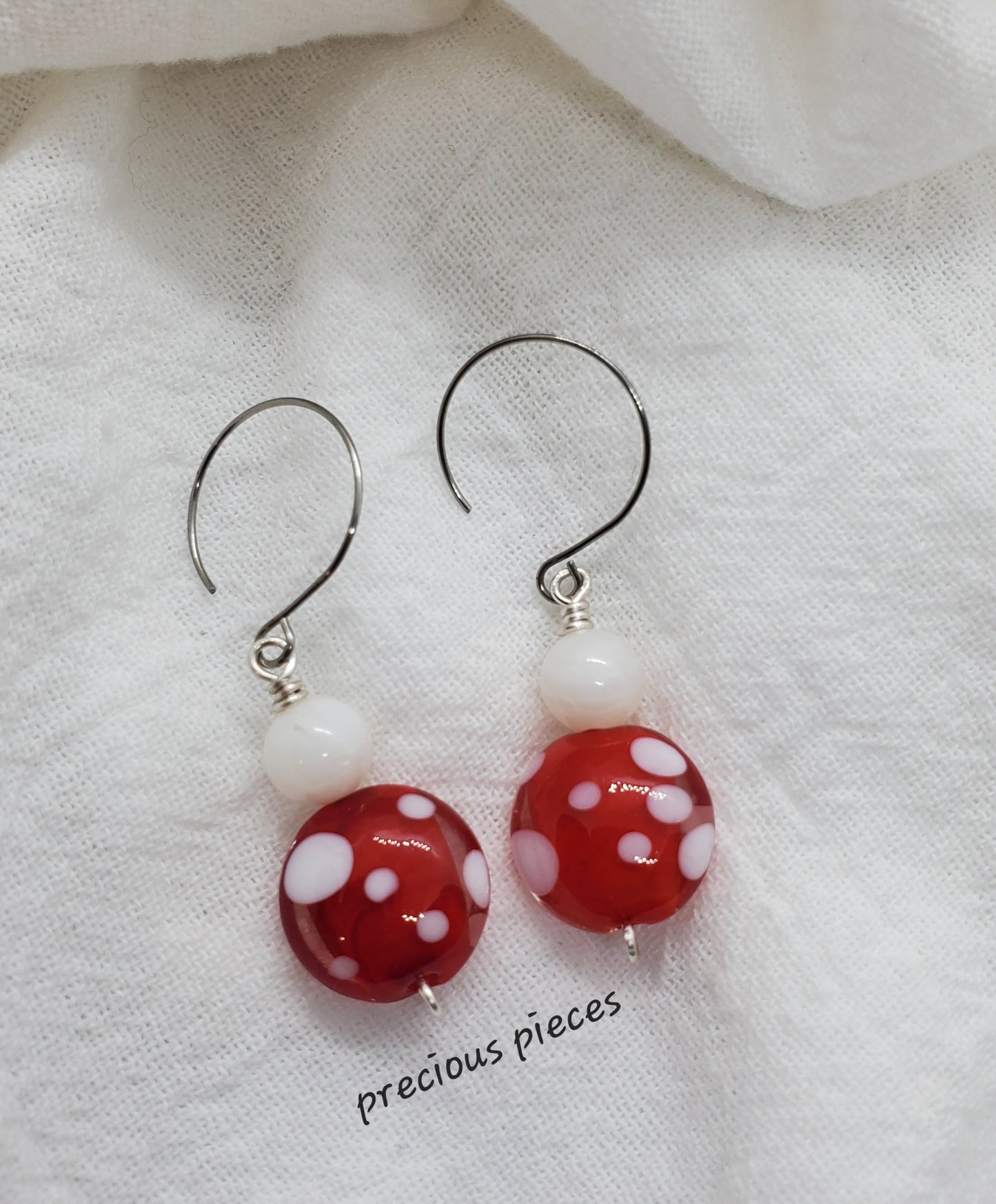 Red and White Polka-dot Earrings