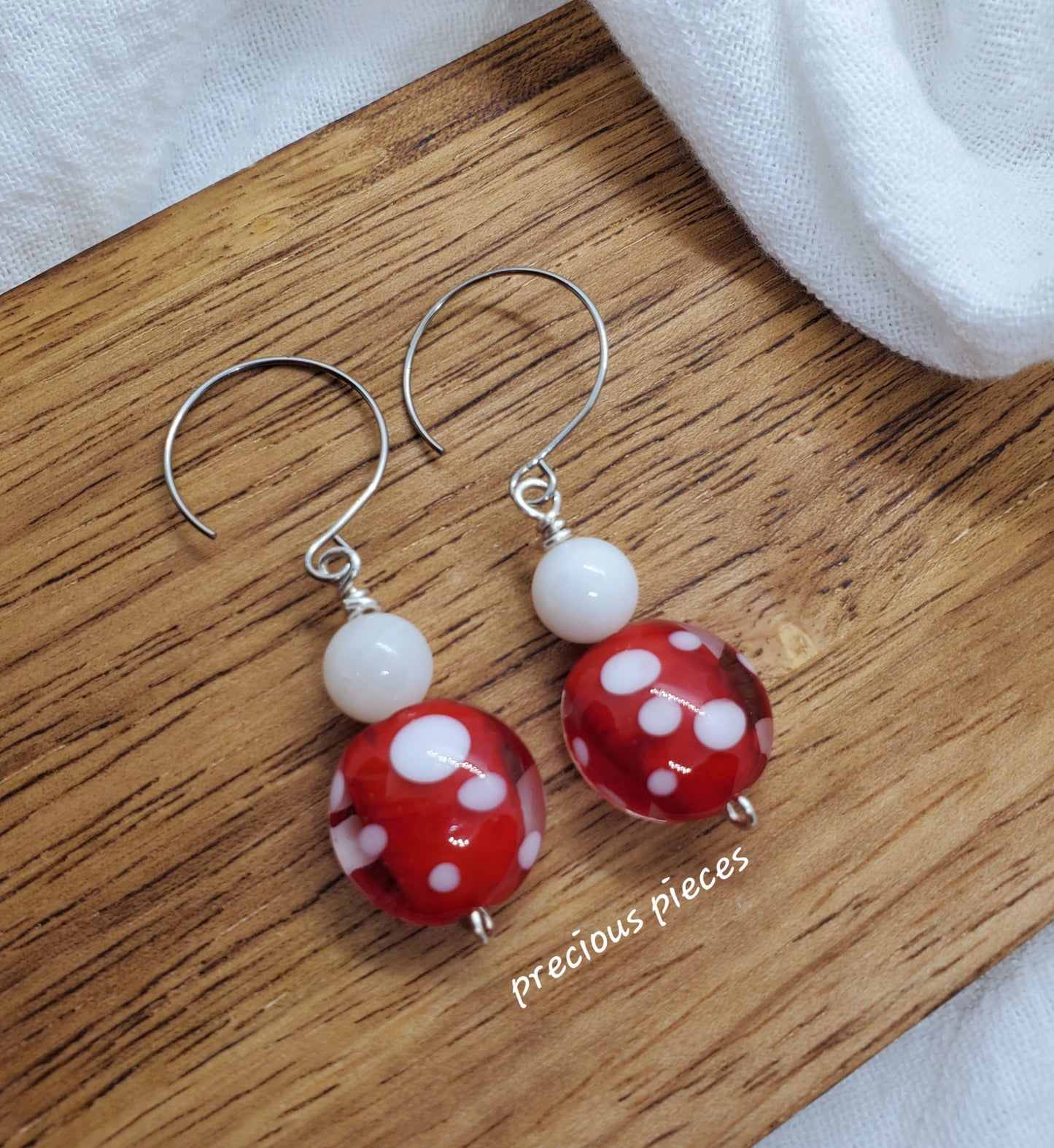 Red and White Polka-dot Earrings