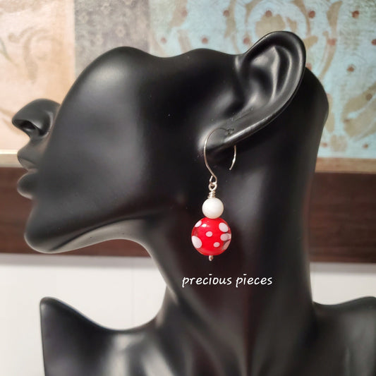 Red and White Polka-dot Earrings