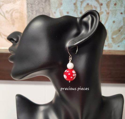 Red and White Polka-dot Earrings