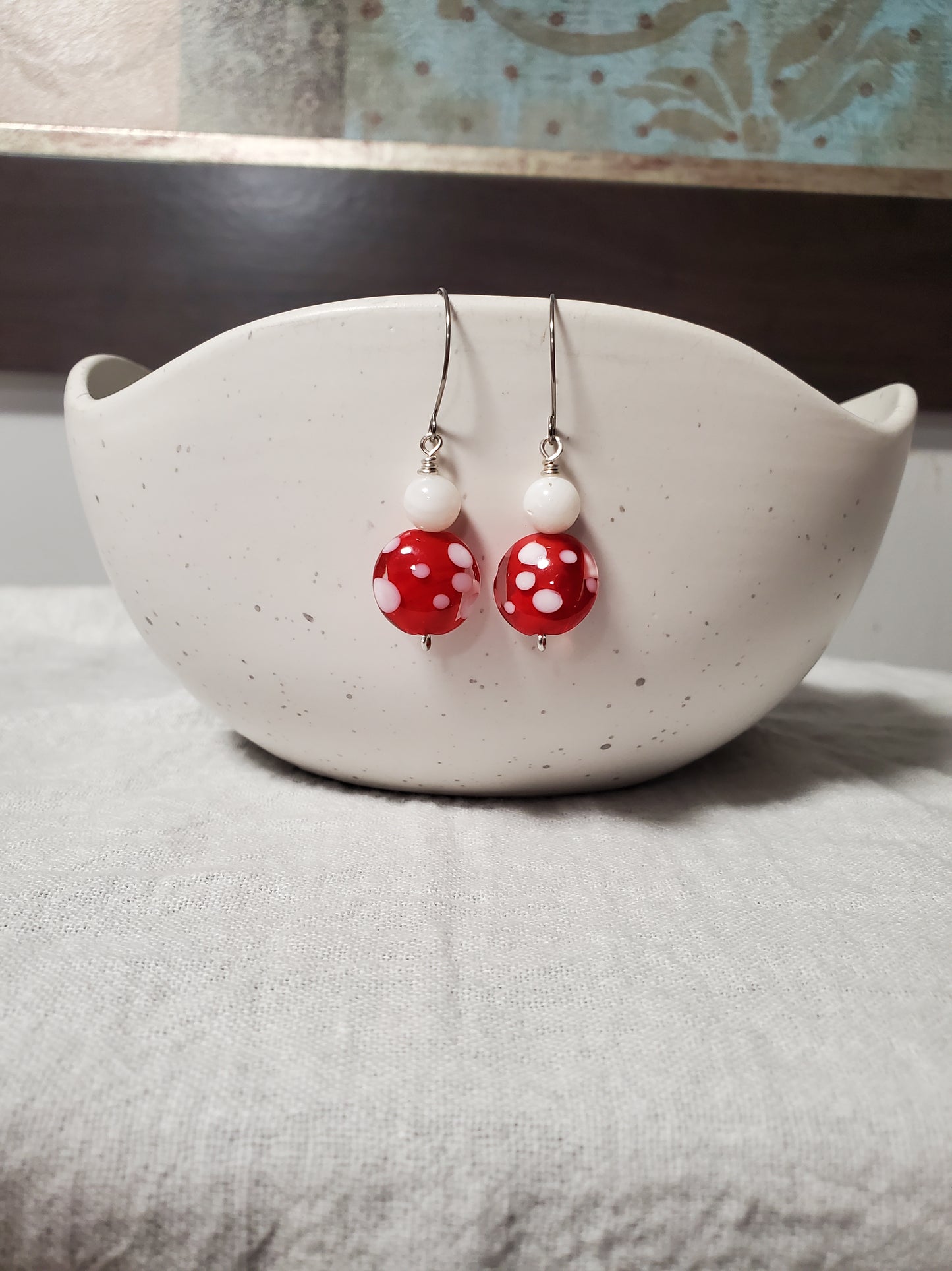 Red and White Polka-dot Earrings