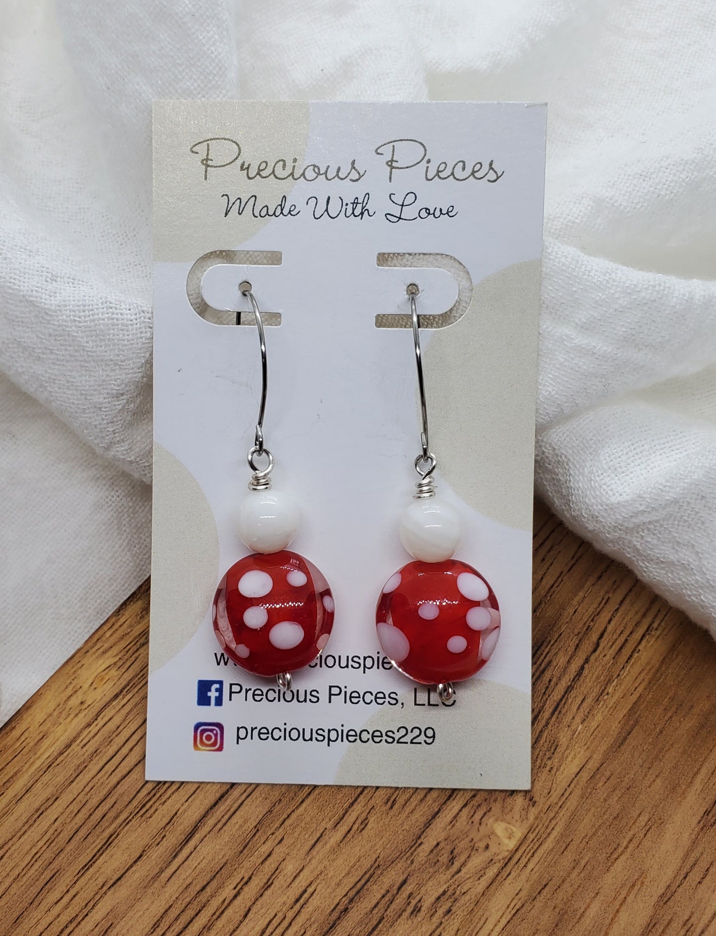 Red and White Polka-dot Earrings