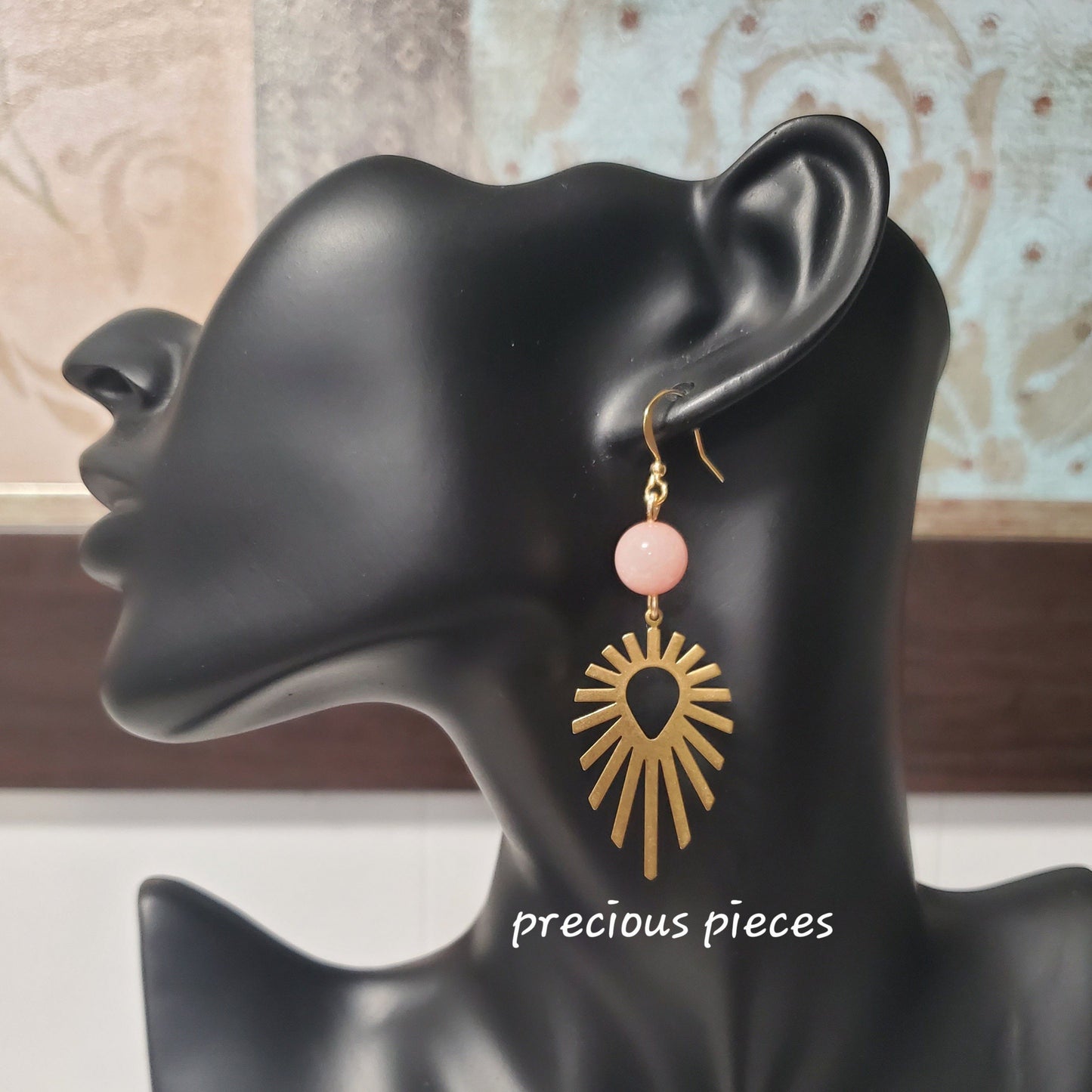 Brass Sun-Shape Dangle Earrings