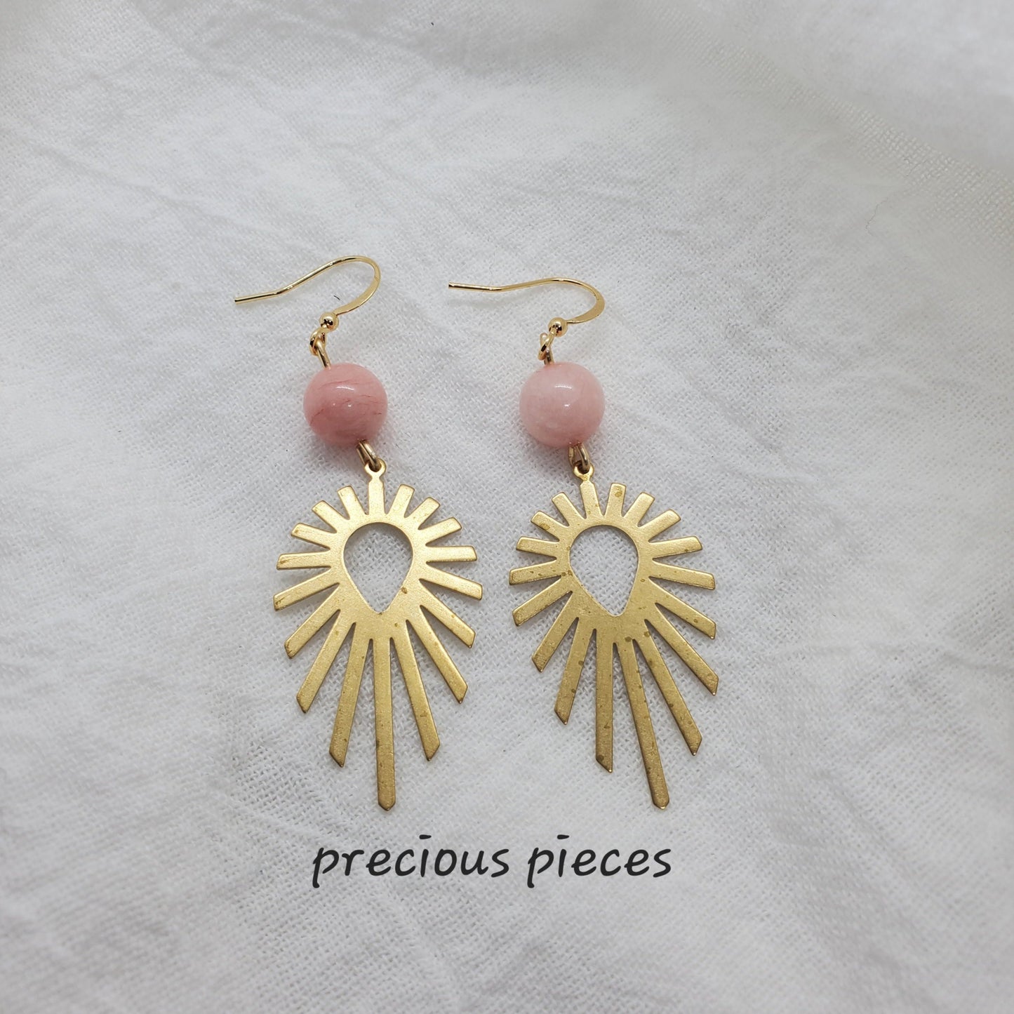 Brass Sun-Shape Dangle Earrings