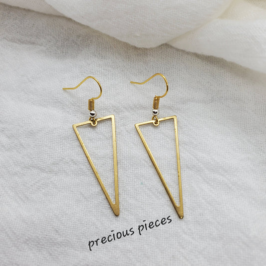 Brass Triangle Earrings