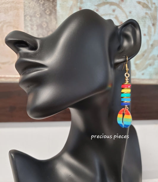 Rainbow Cowrie Shell Earrings