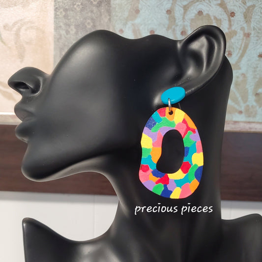 Multicolored Bean Shape Earrings