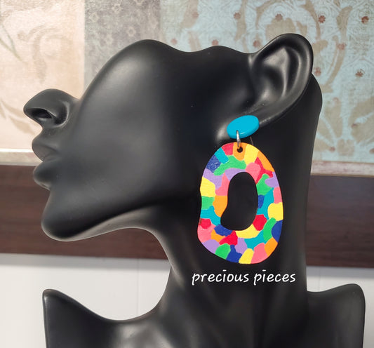 Multicolored Bean Shape Earrings