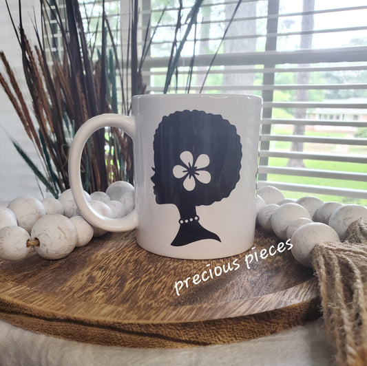 Afro Woman with Flower In Her Hair Mug