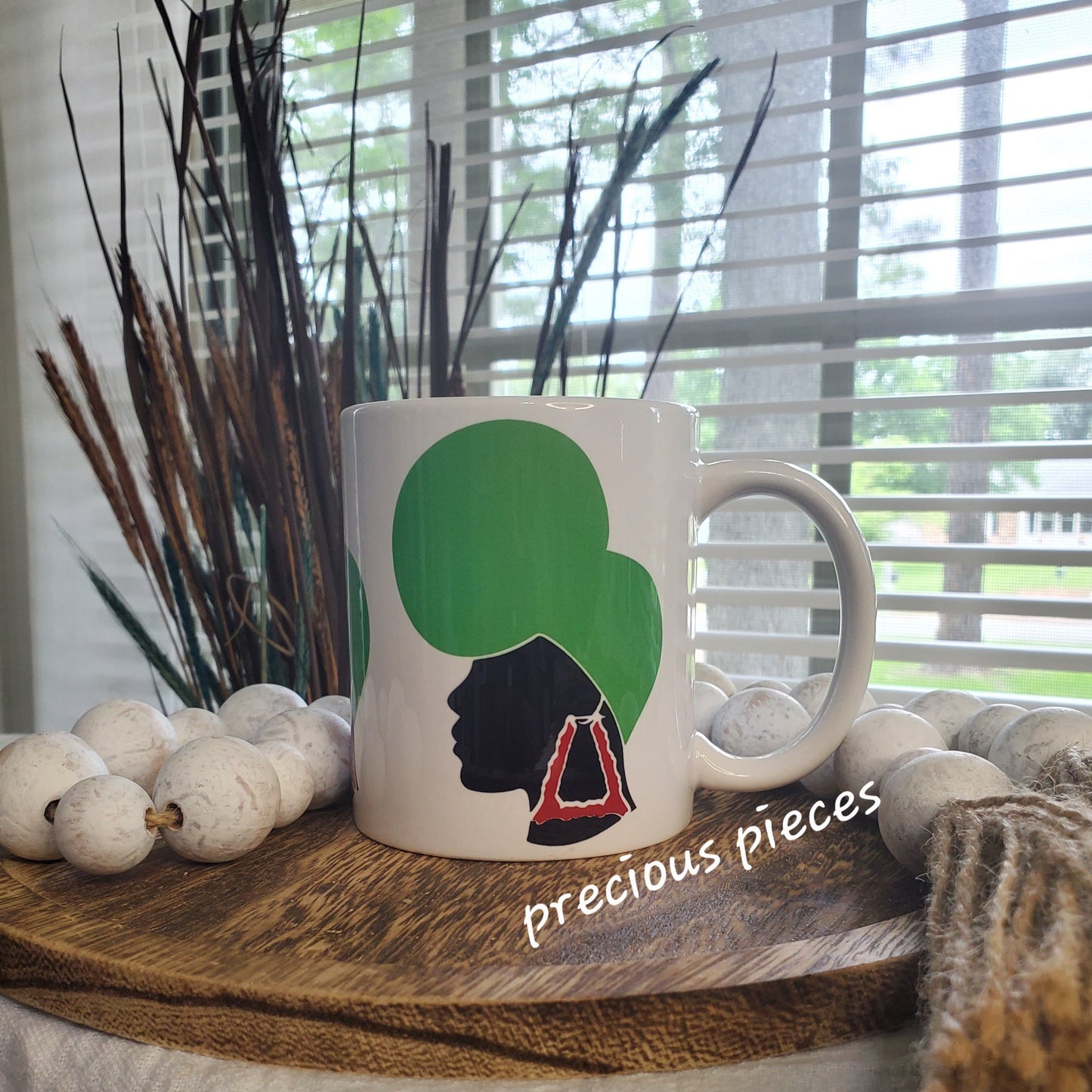 African American Woman with Green Head Wrap Mug