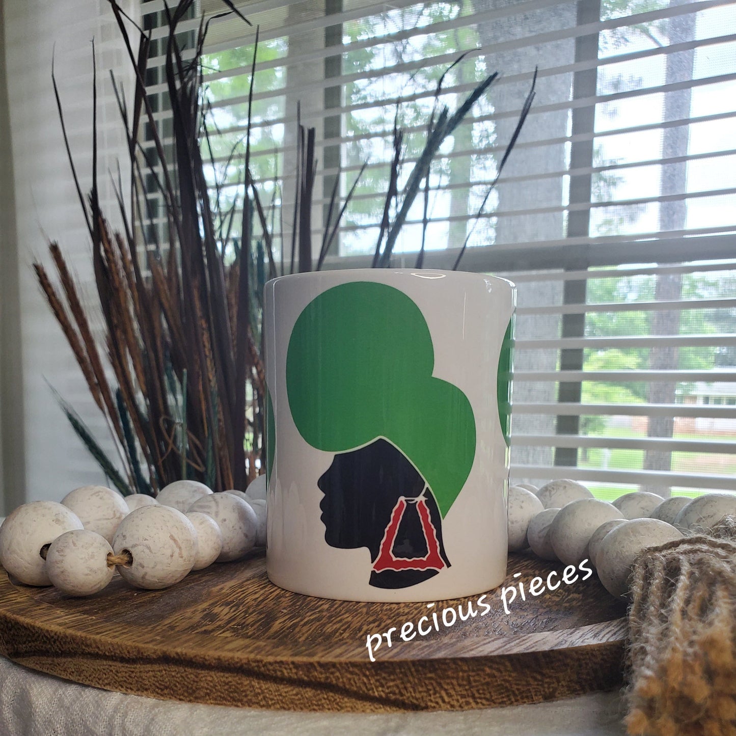 African American Woman with Green Head Wrap Mug