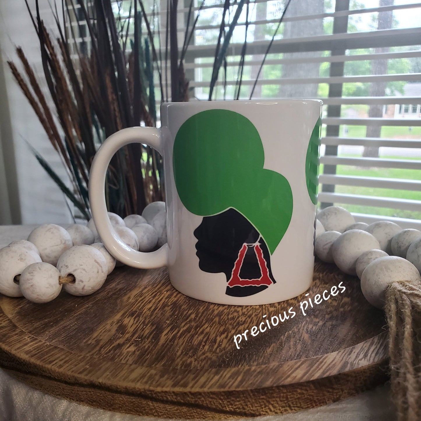 African American Woman with Green Head Wrap Mug