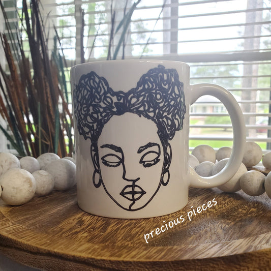 Abstract Afro Puff Mug