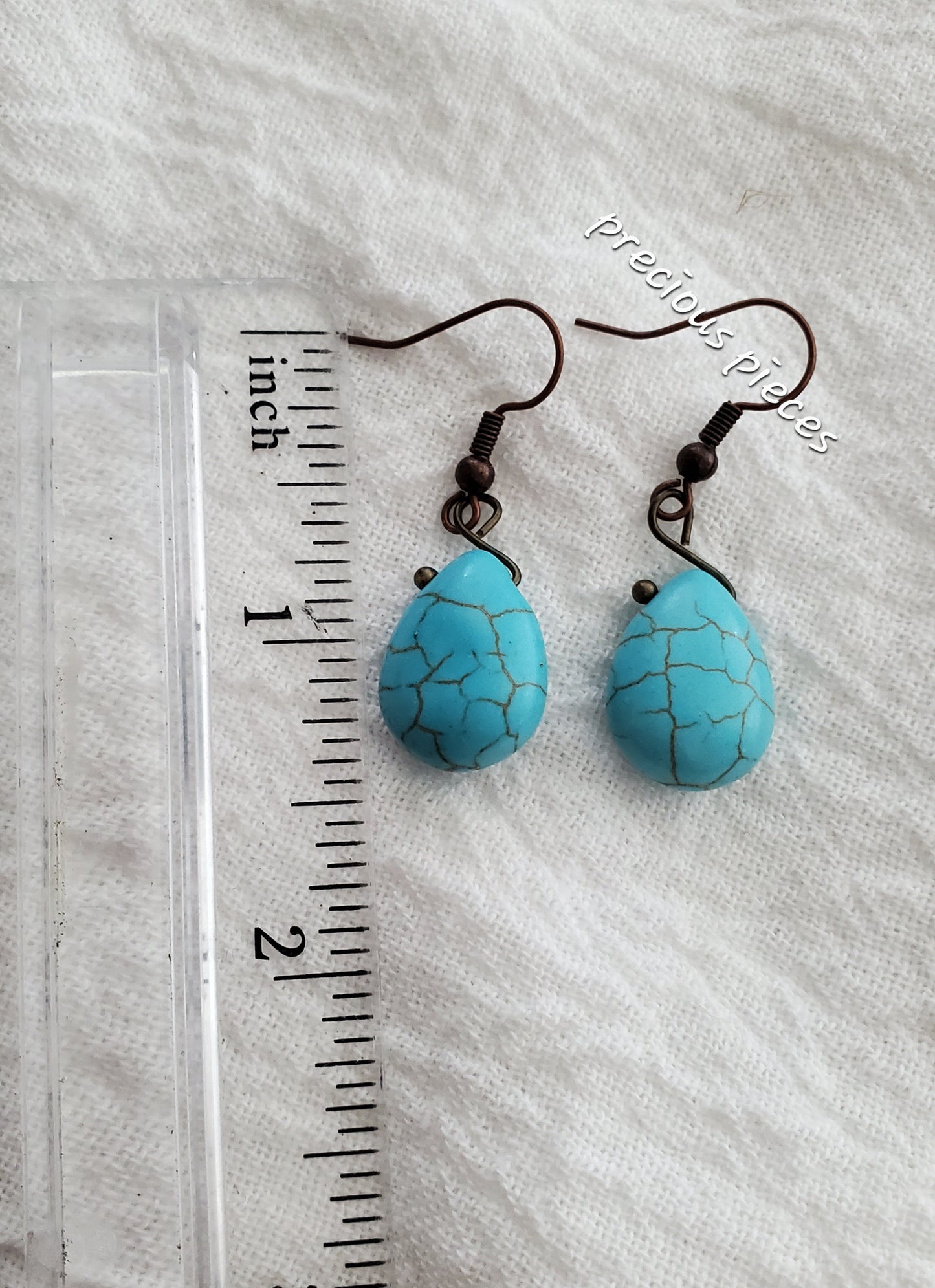 Turquoise  Howlite Teardrop Earrings