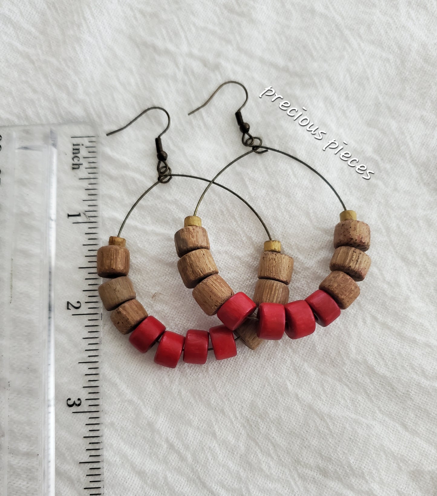 Red and Brown Hoop Earrings