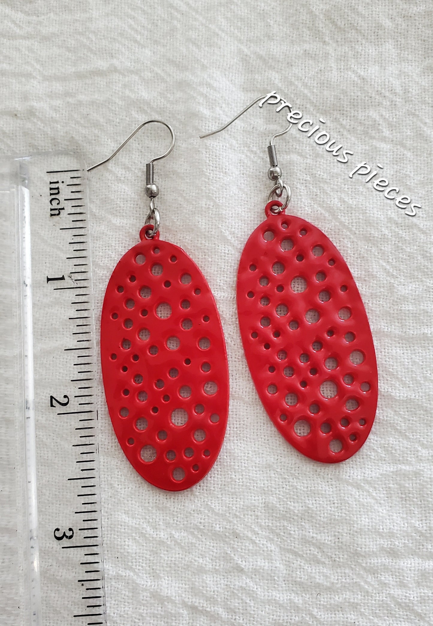 Red Oval Earrings