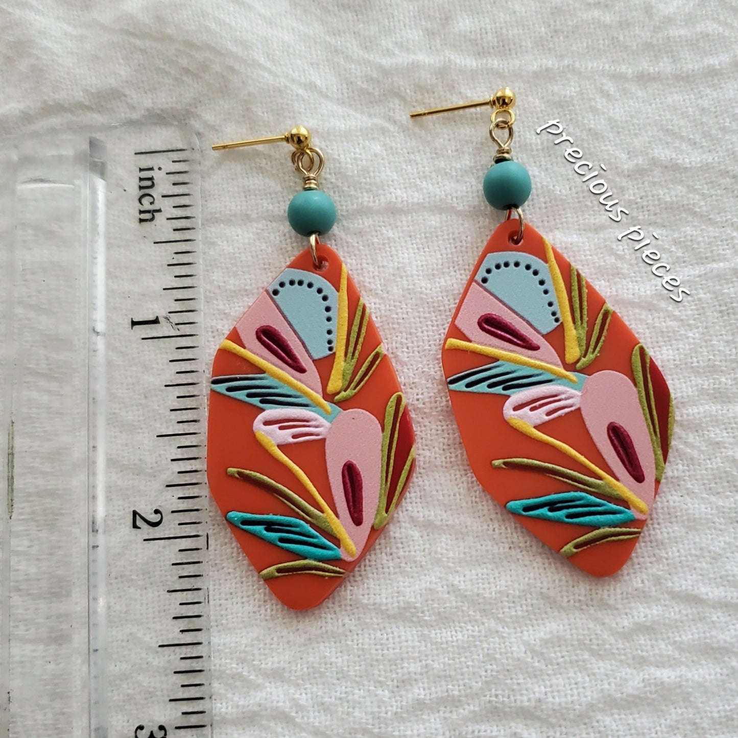 Orange Floral Drop Earrings