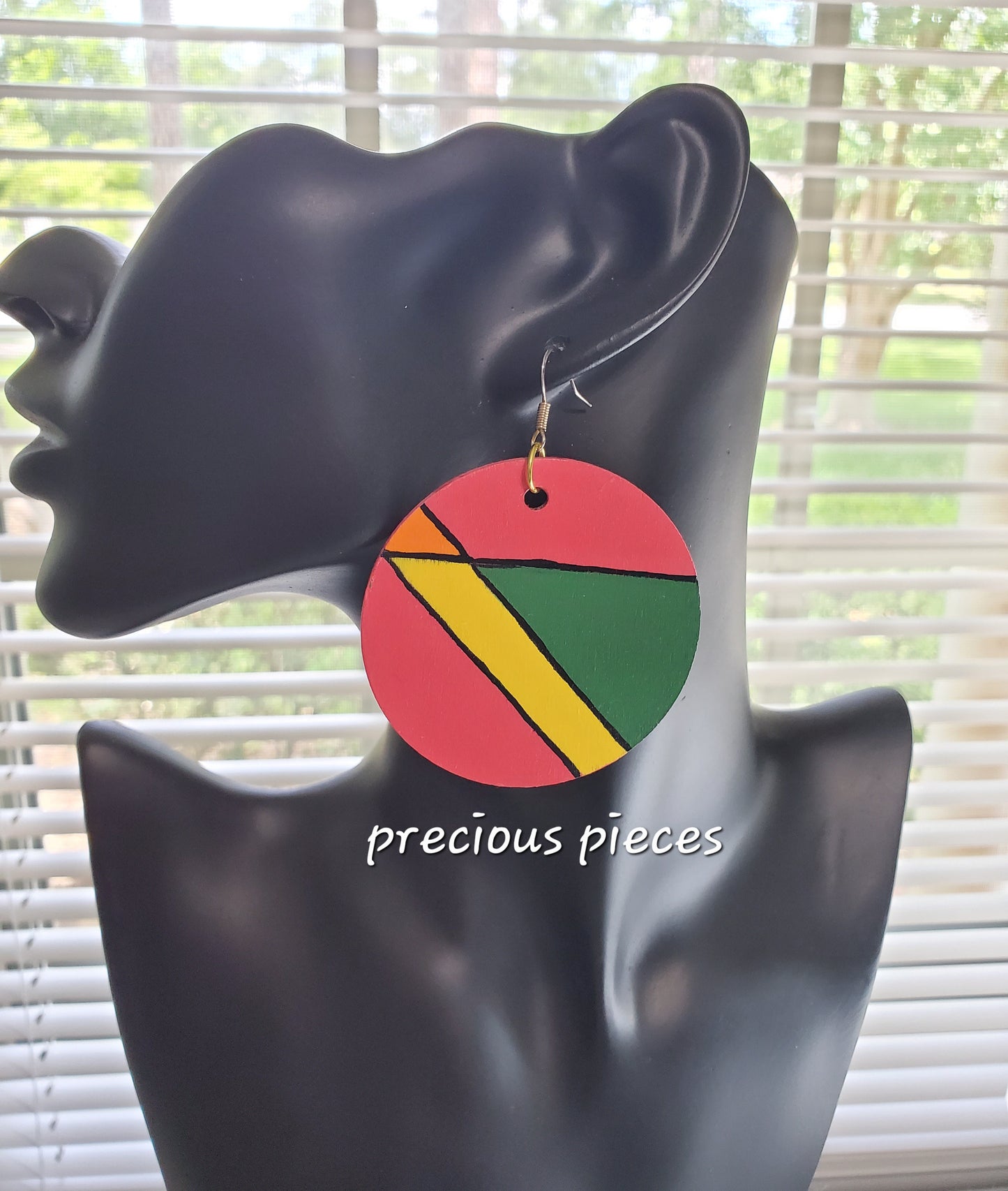 Multicolored Hand Painted Wood Earrings