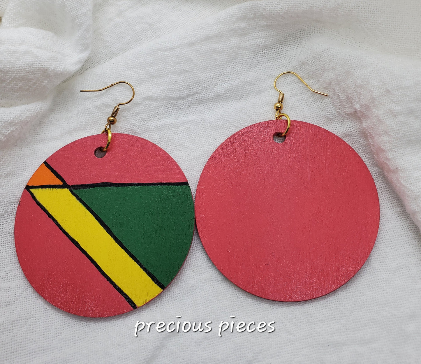 Multicolored Hand Painted Wood Earrings