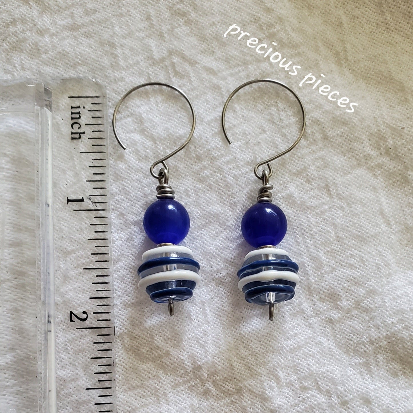 Blue and White Stripe Earrings