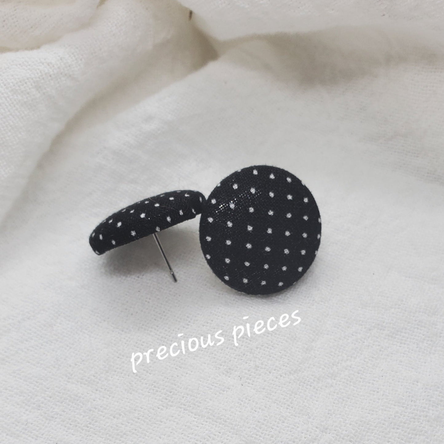 Leopard Print and Black White Polka-dot Fabric Earrings