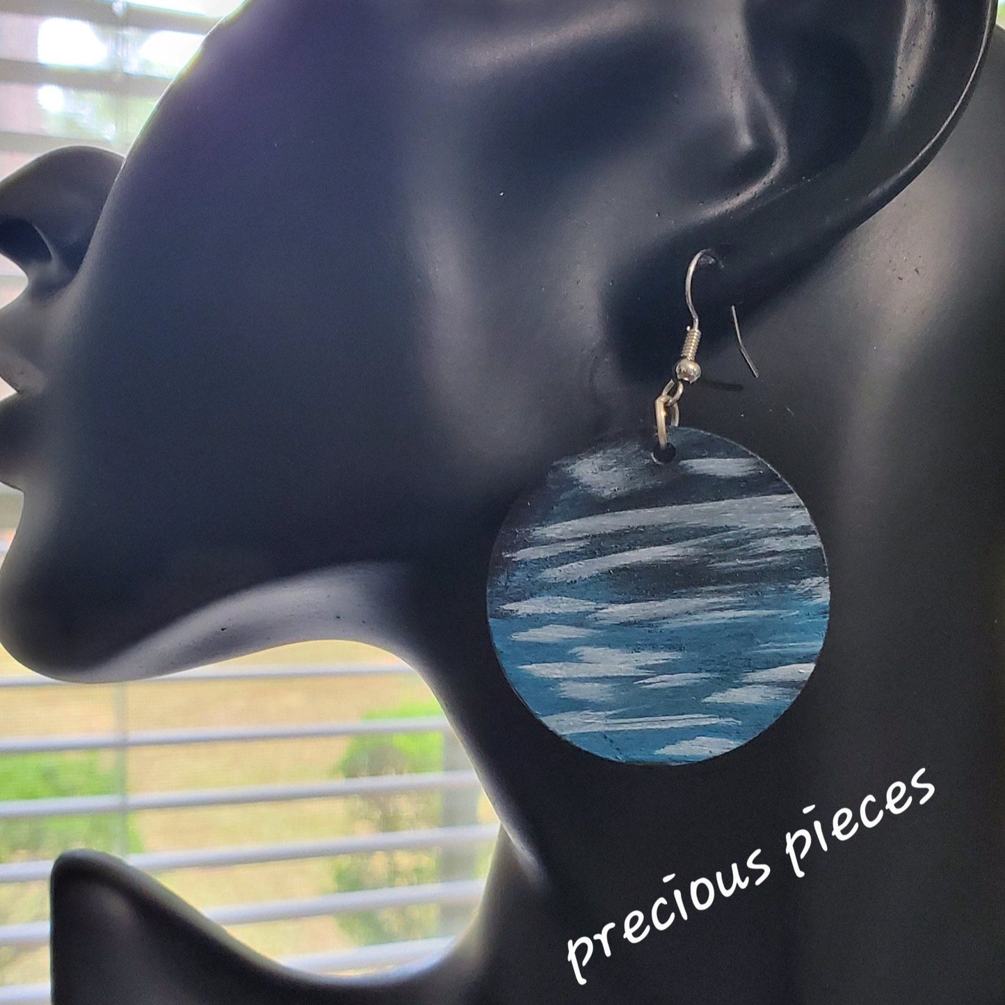 Abstract Hand Painted Wood Earrings