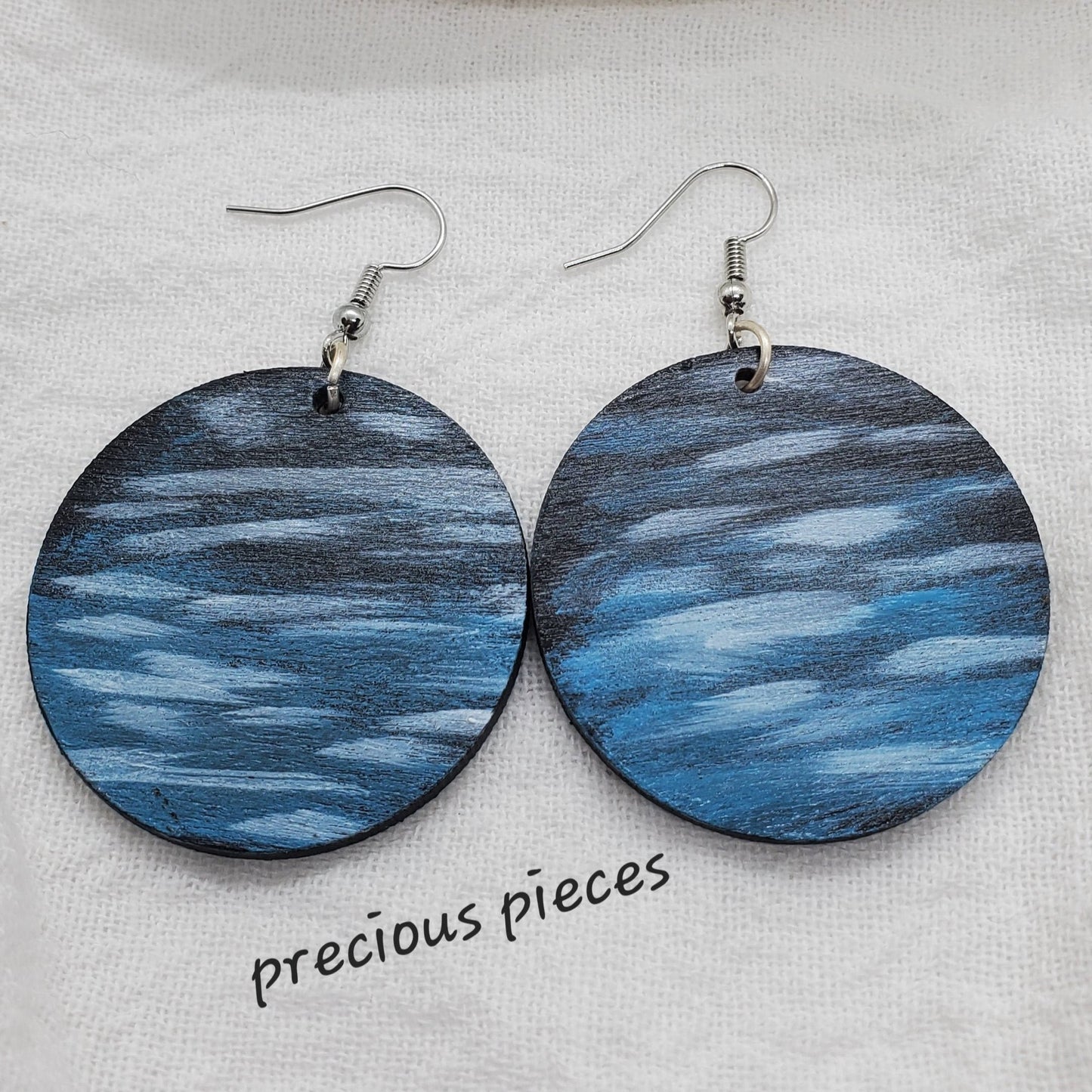 Abstract Hand Painted Wood Earrings