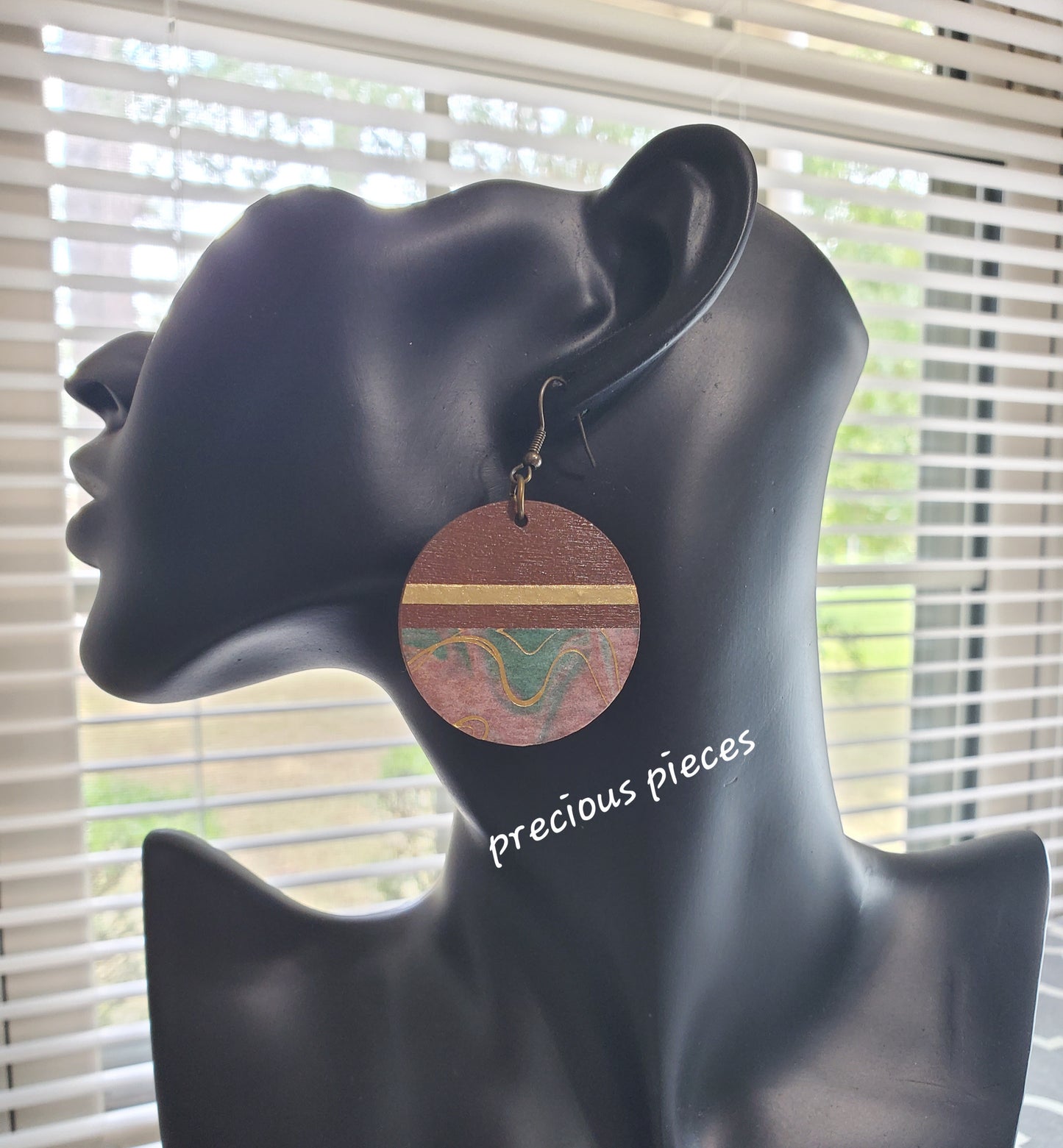 Wood Earrings with Gold and Decorative Washi Tape