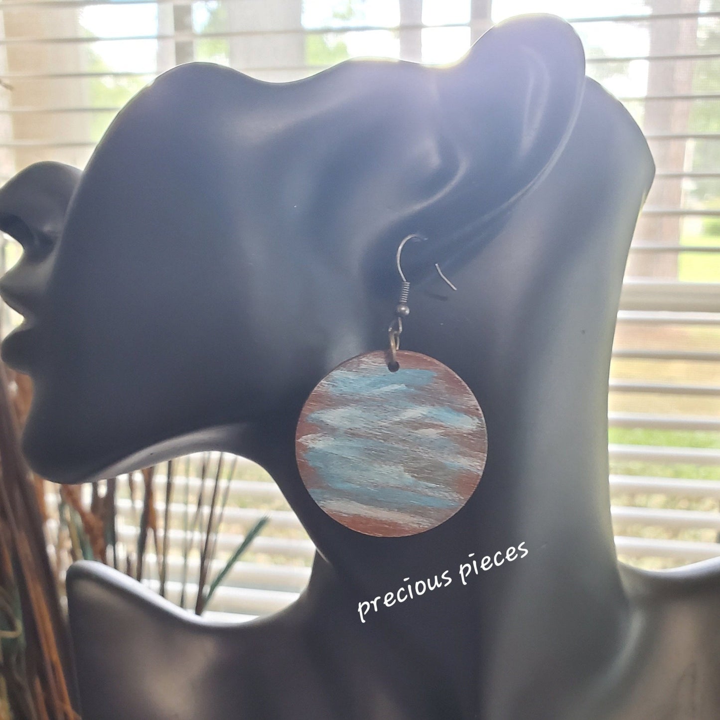 Abstract Hand Painted Wood Earrings