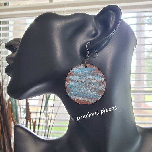 Abstract Hand Painted Wood Earrings