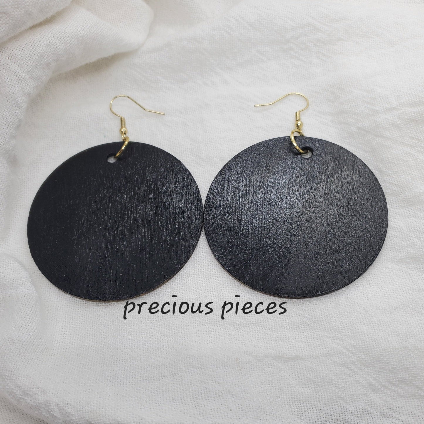 Gold and Black Hand Painted Wood Earrings