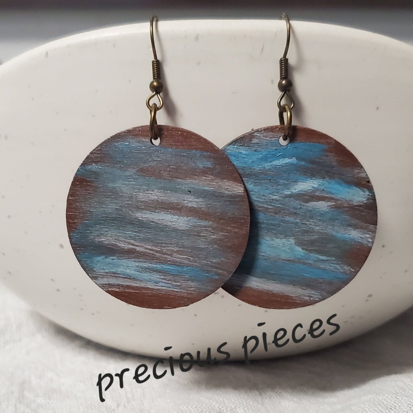 Abstract Hand Painted Wood Earrings