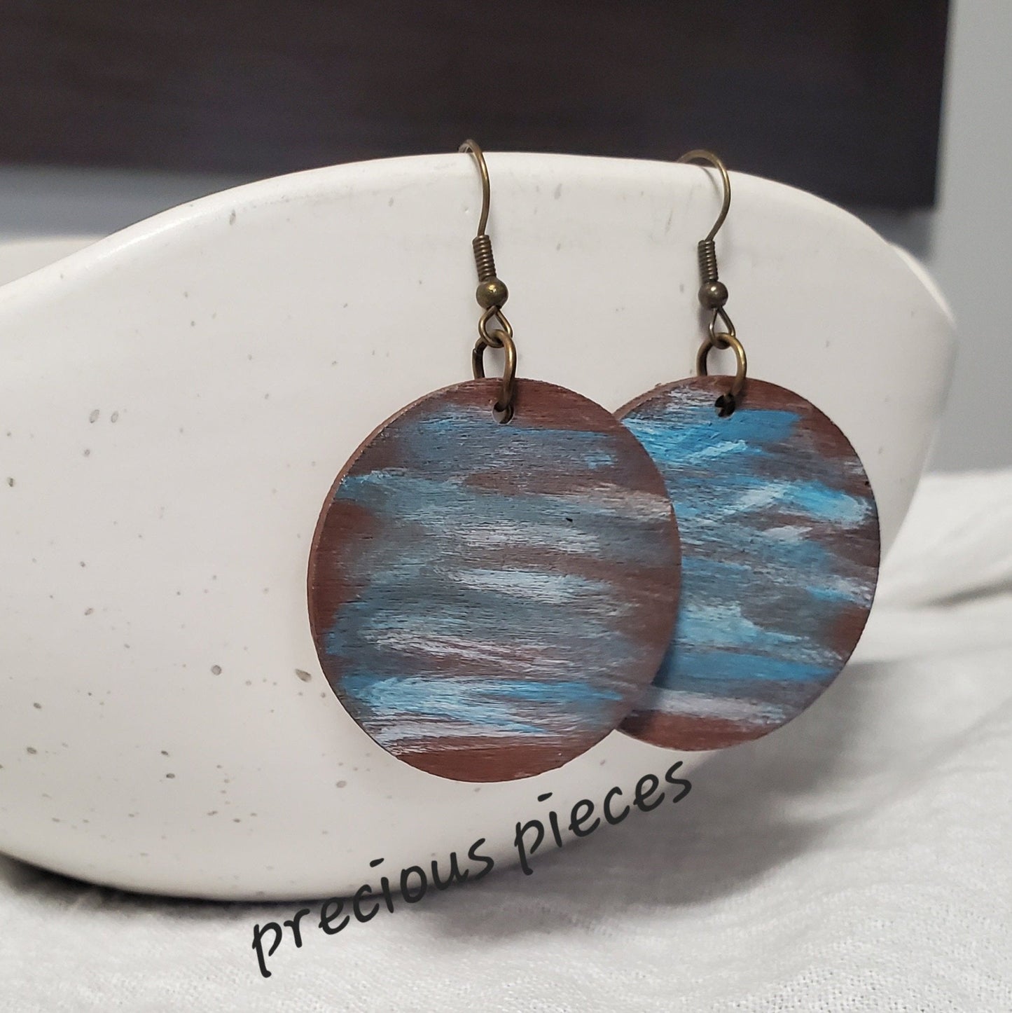 Abstract Hand Painted Wood Earrings