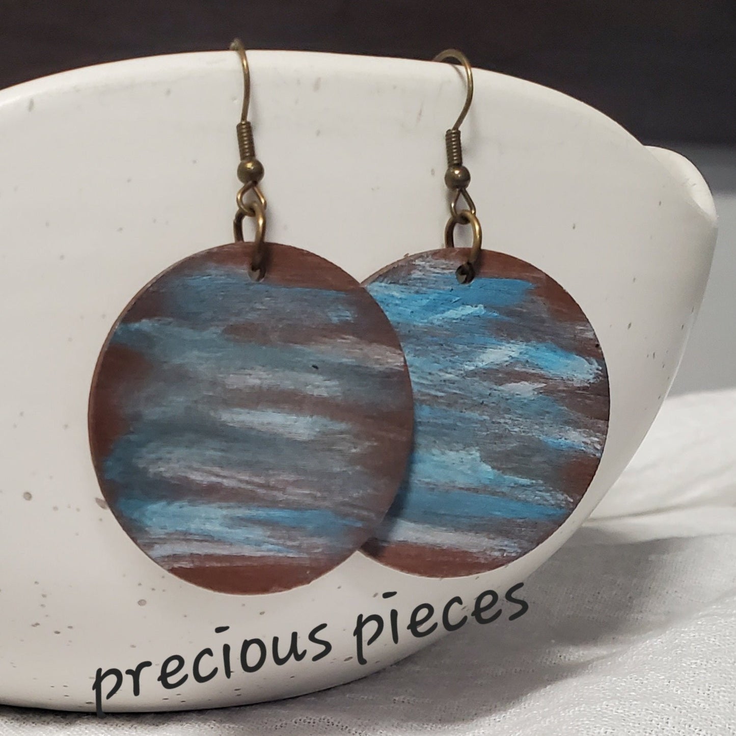 Abstract Hand Painted Wood Earrings