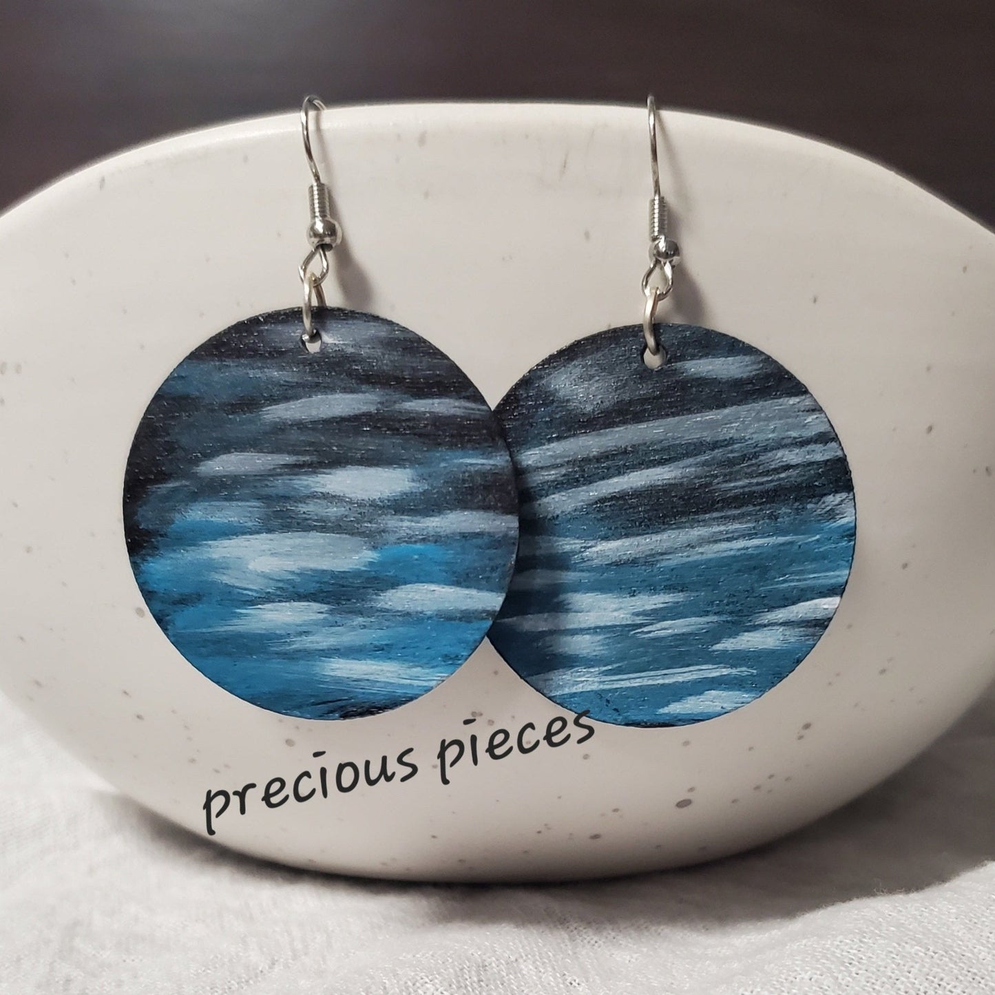 Abstract Hand Painted Wood Earrings