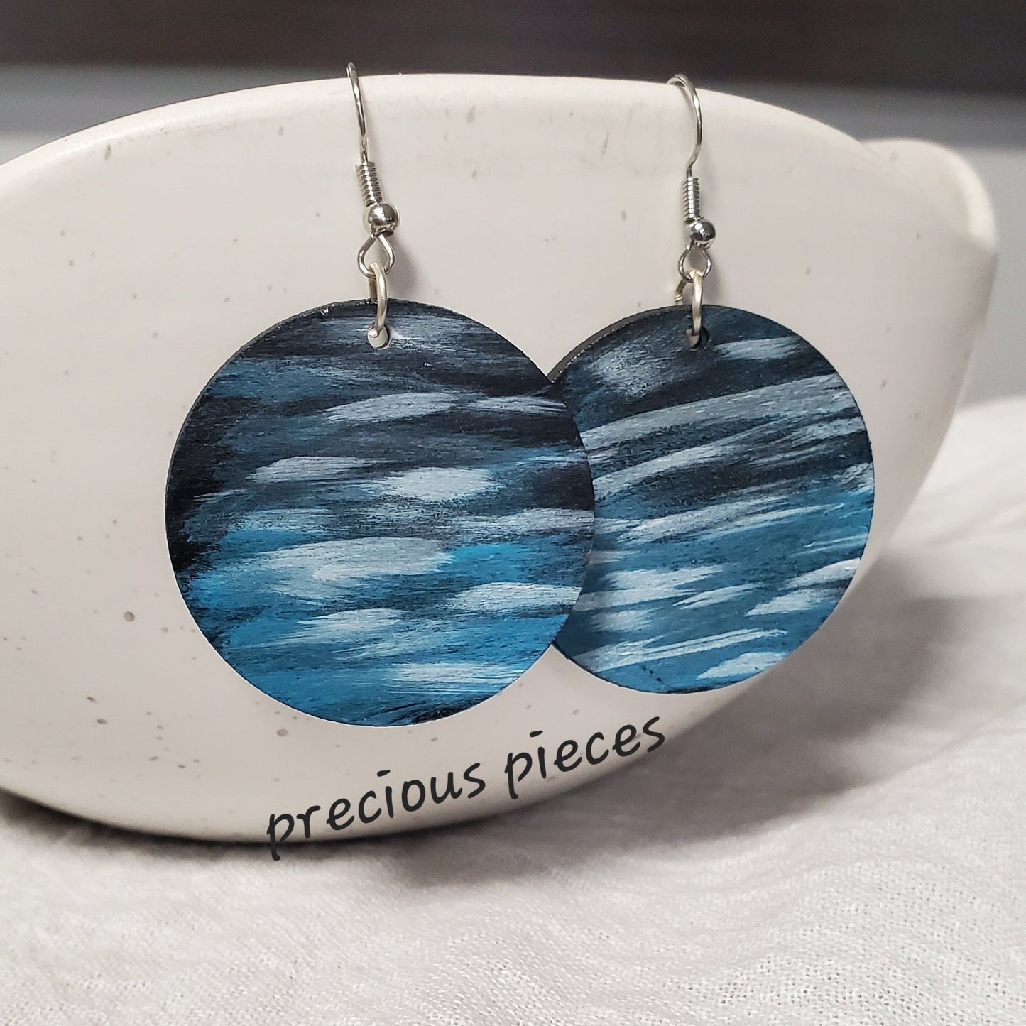 Abstract Hand Painted Wood Earrings