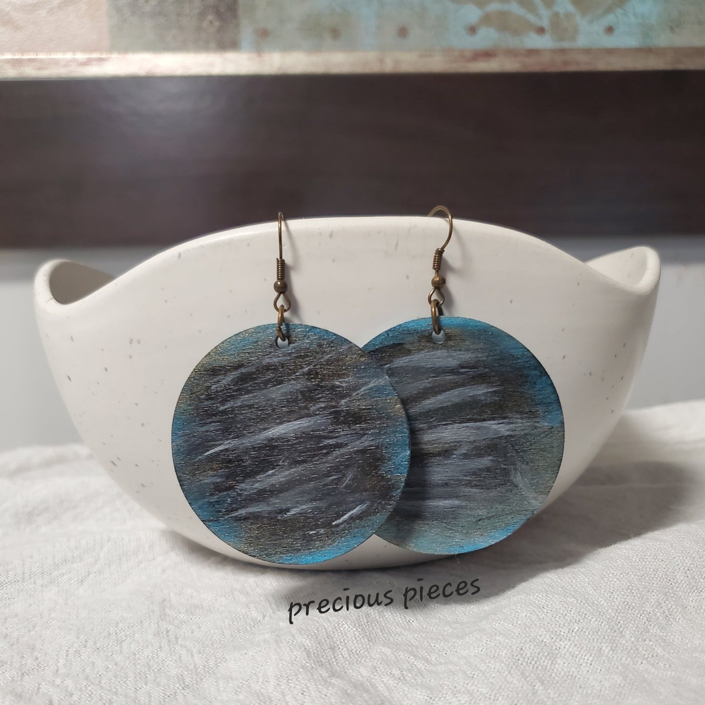 Abstract Hand Painted Wood Earrings