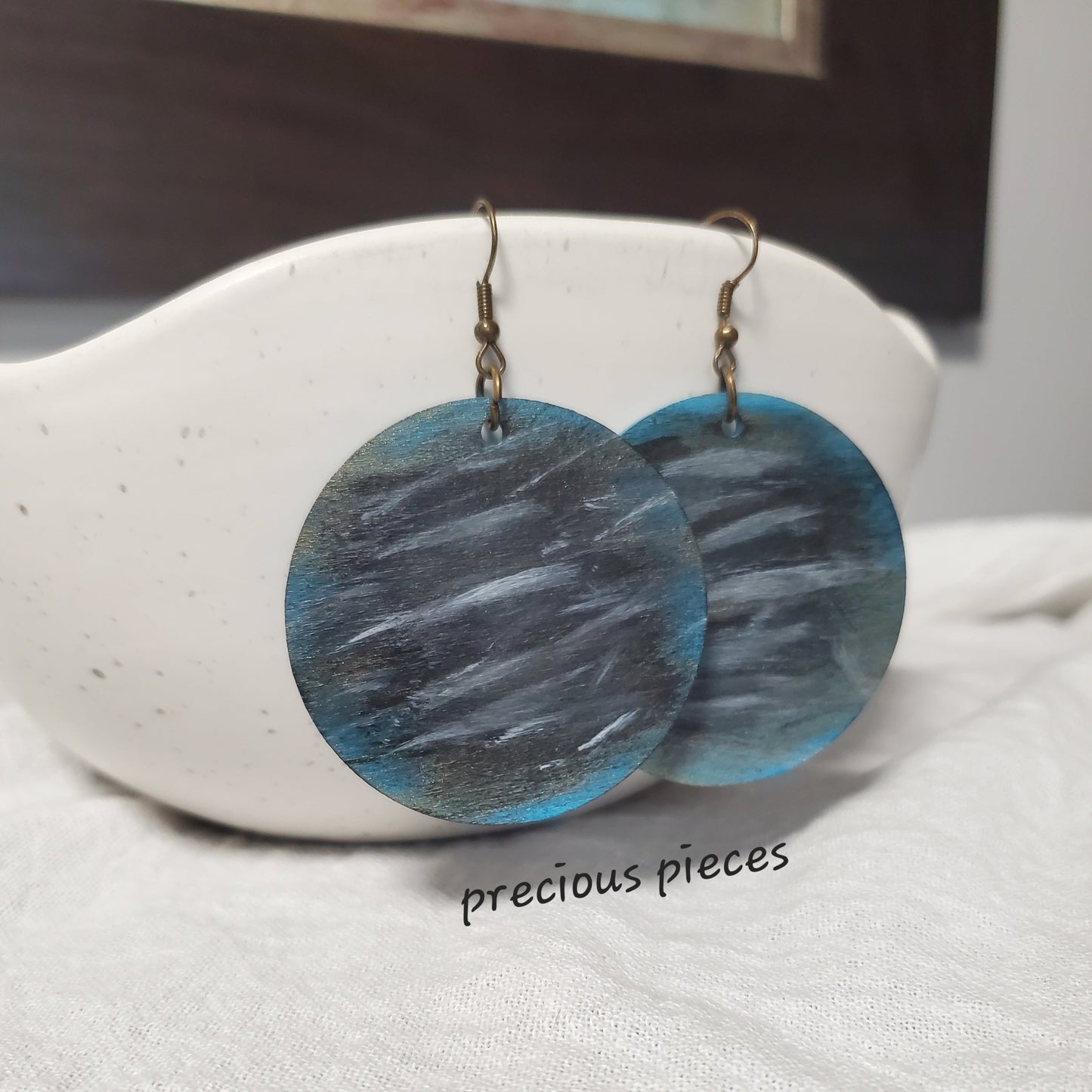 Abstract Hand Painted Wood Earrings