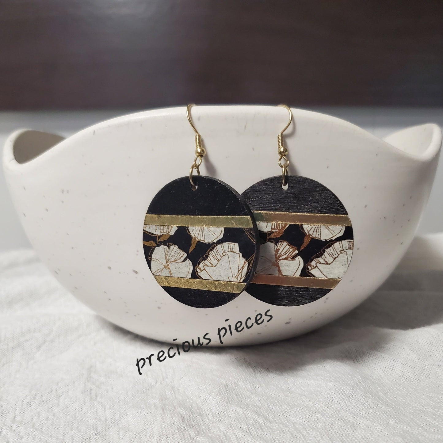 Decoupage and Hand Painted Wood Earrings