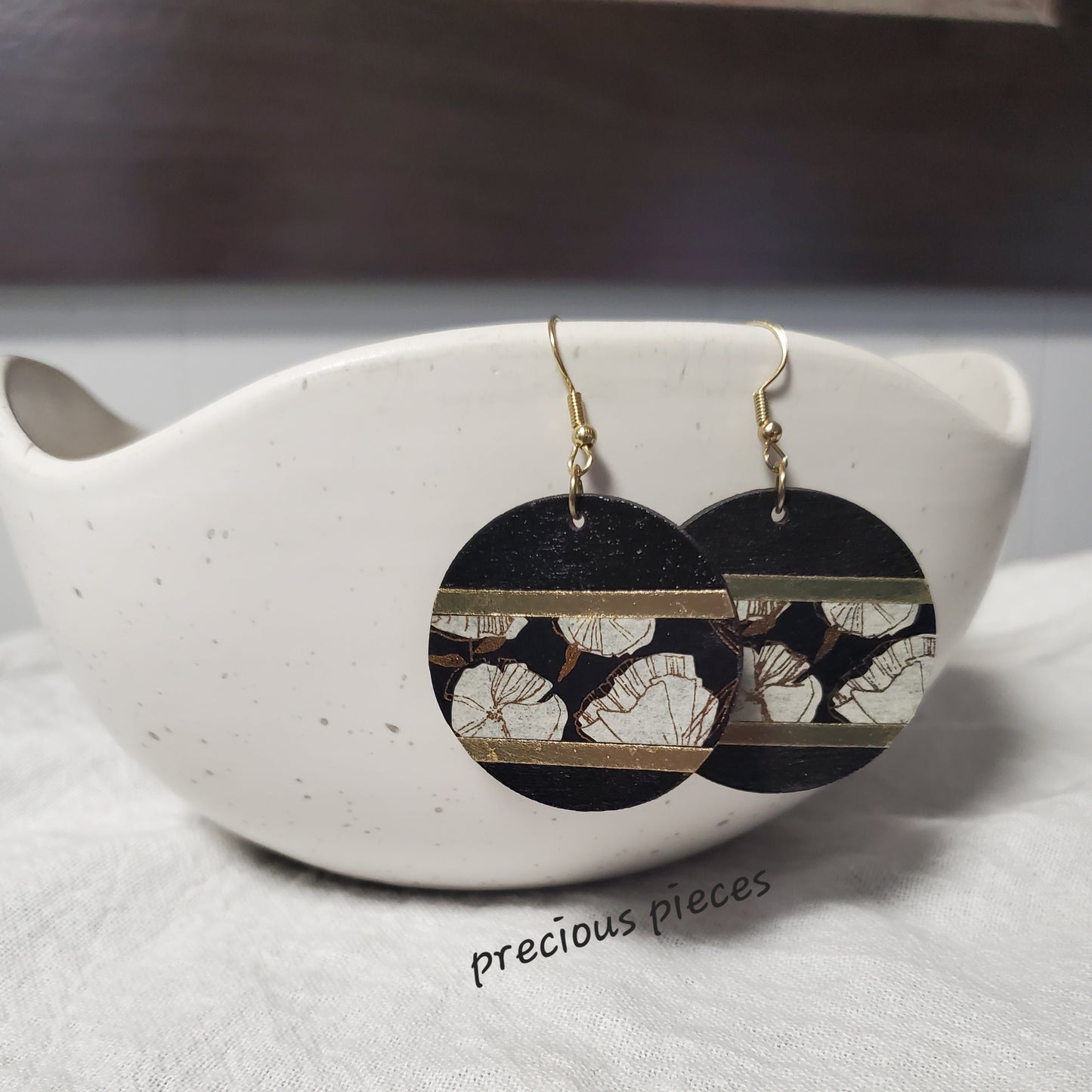 Decoupage and Hand Painted Wood Earrings