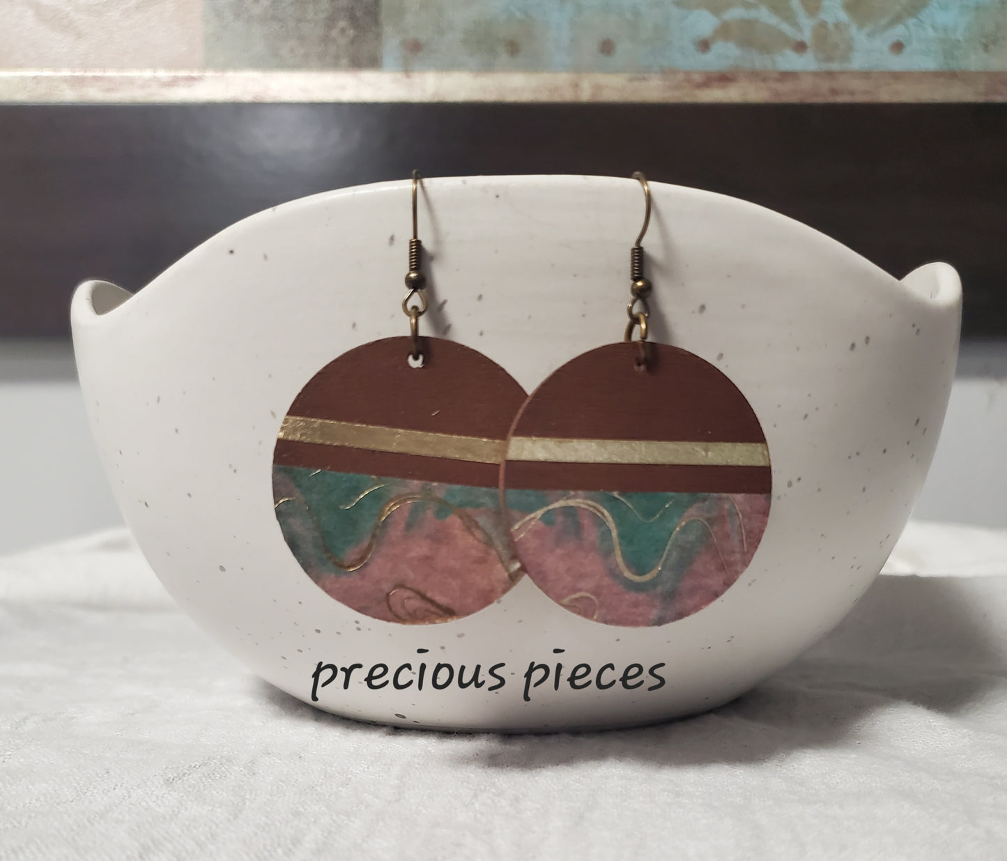 Wood Earrings with Gold and Decorative Washi Tape