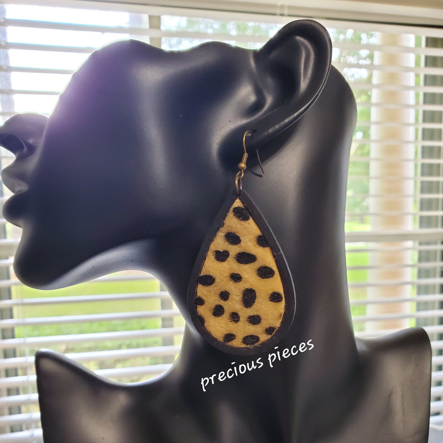 Faux Fur Leopard Print Teardrop Earrings