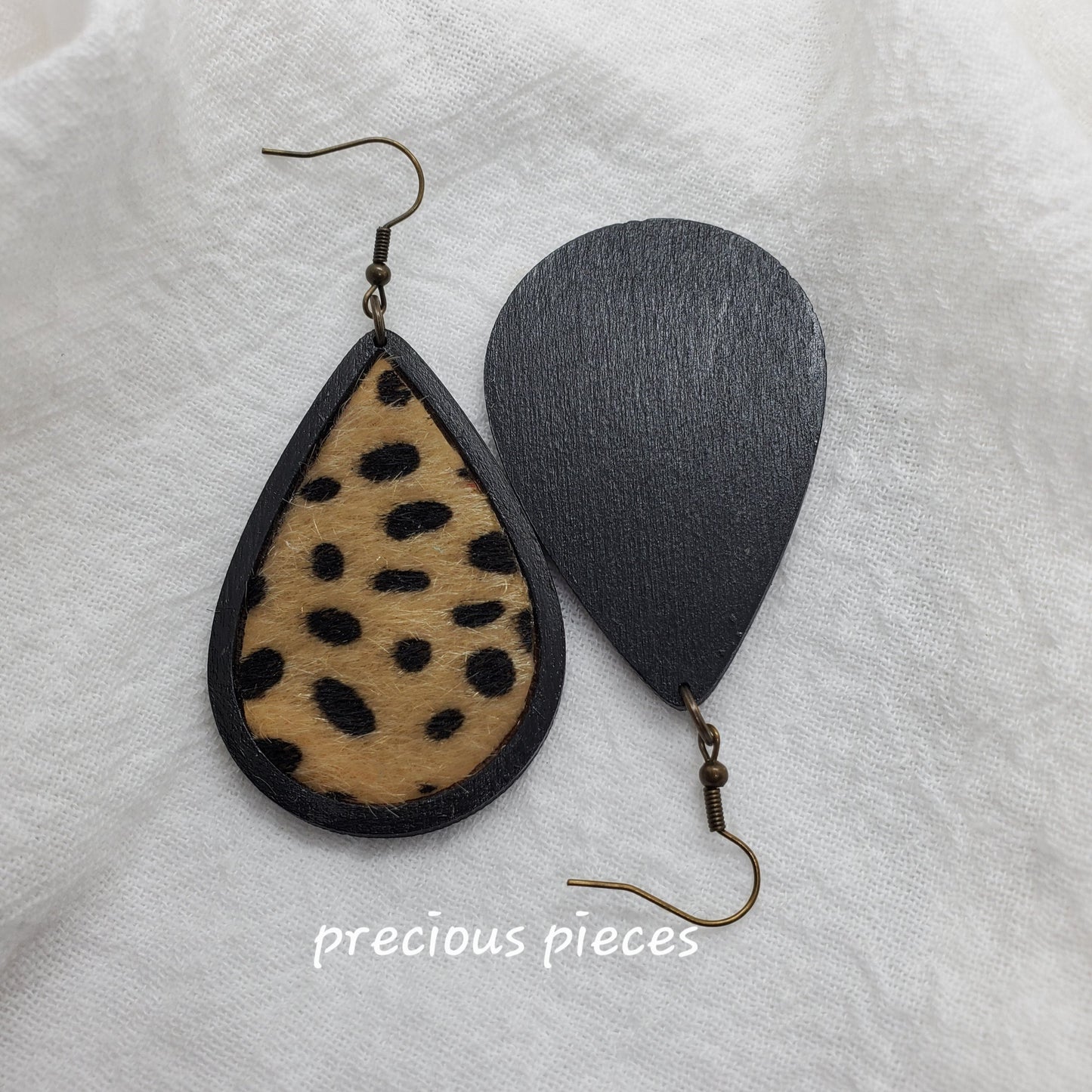 Faux Fur Leopard Print Teardrop Earrings