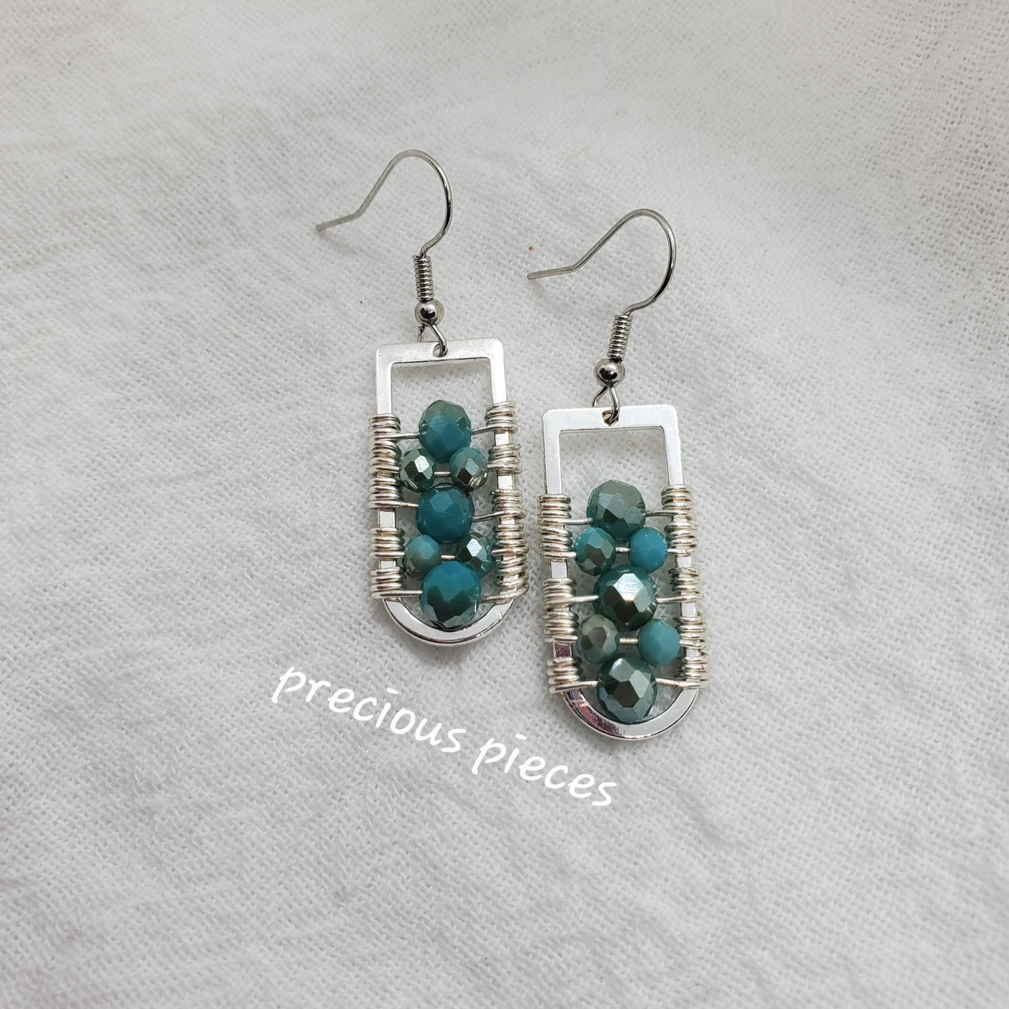 Aqua-Champange U-Shaped Earrings