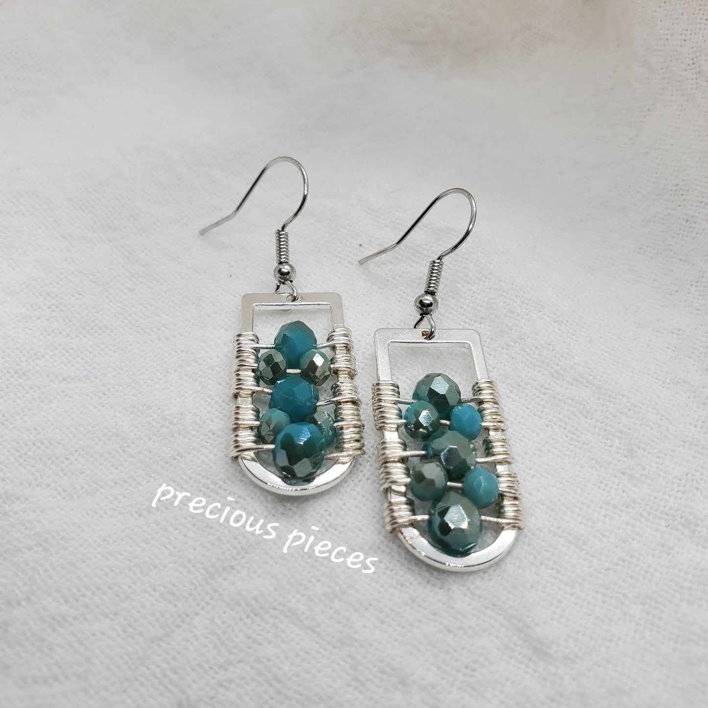 Aqua-Champange U-Shaped Earrings