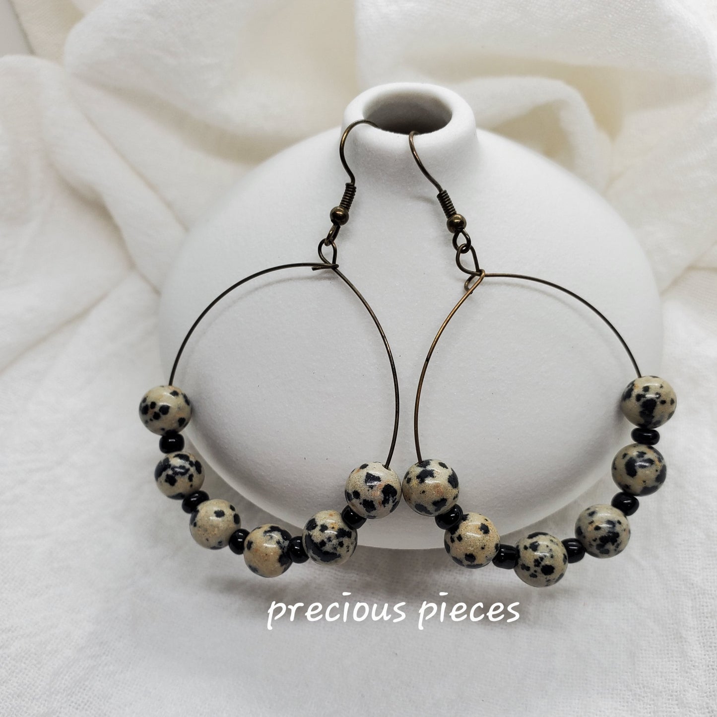 Dalmatian Beaded Earrings