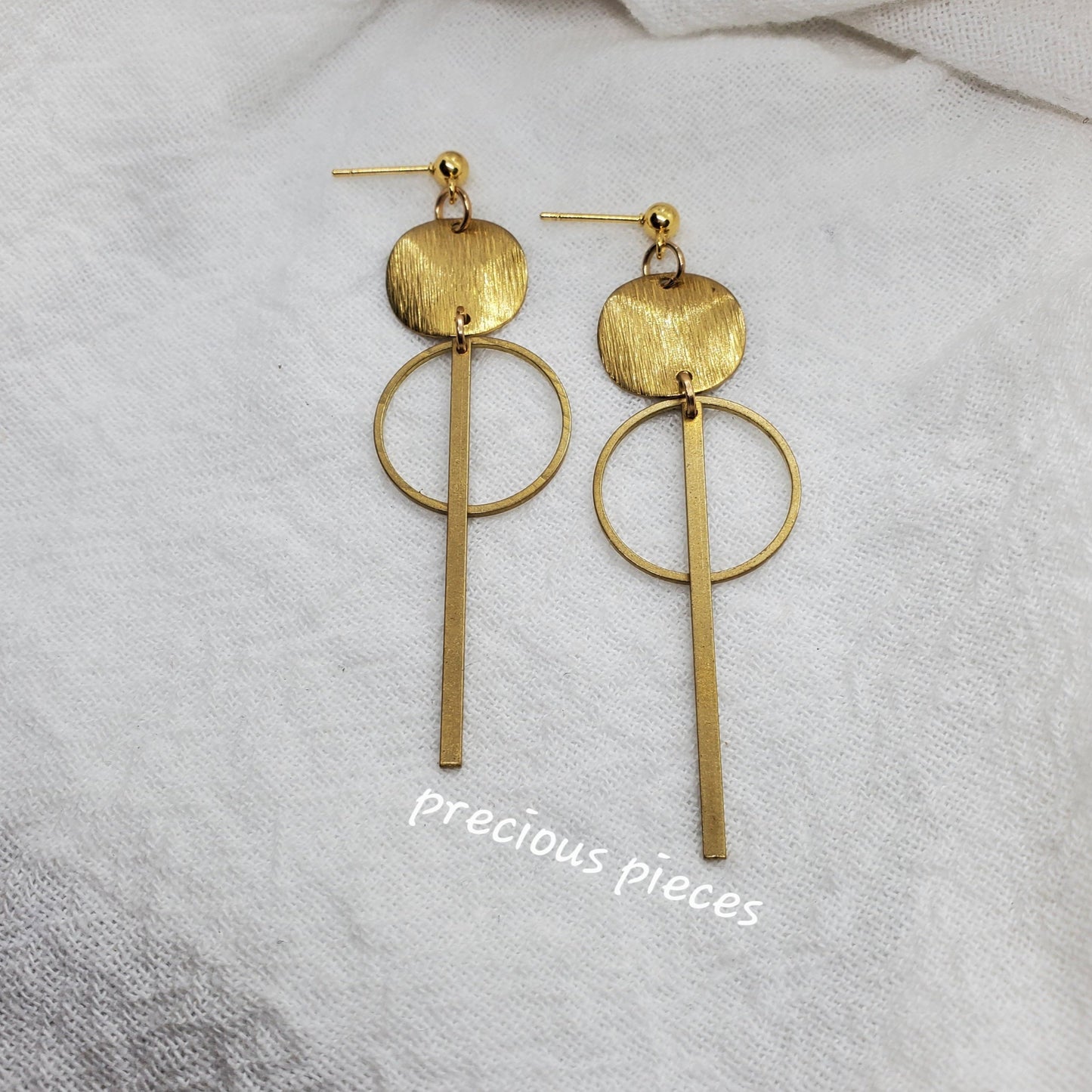 Brass Circle Drop Earrings