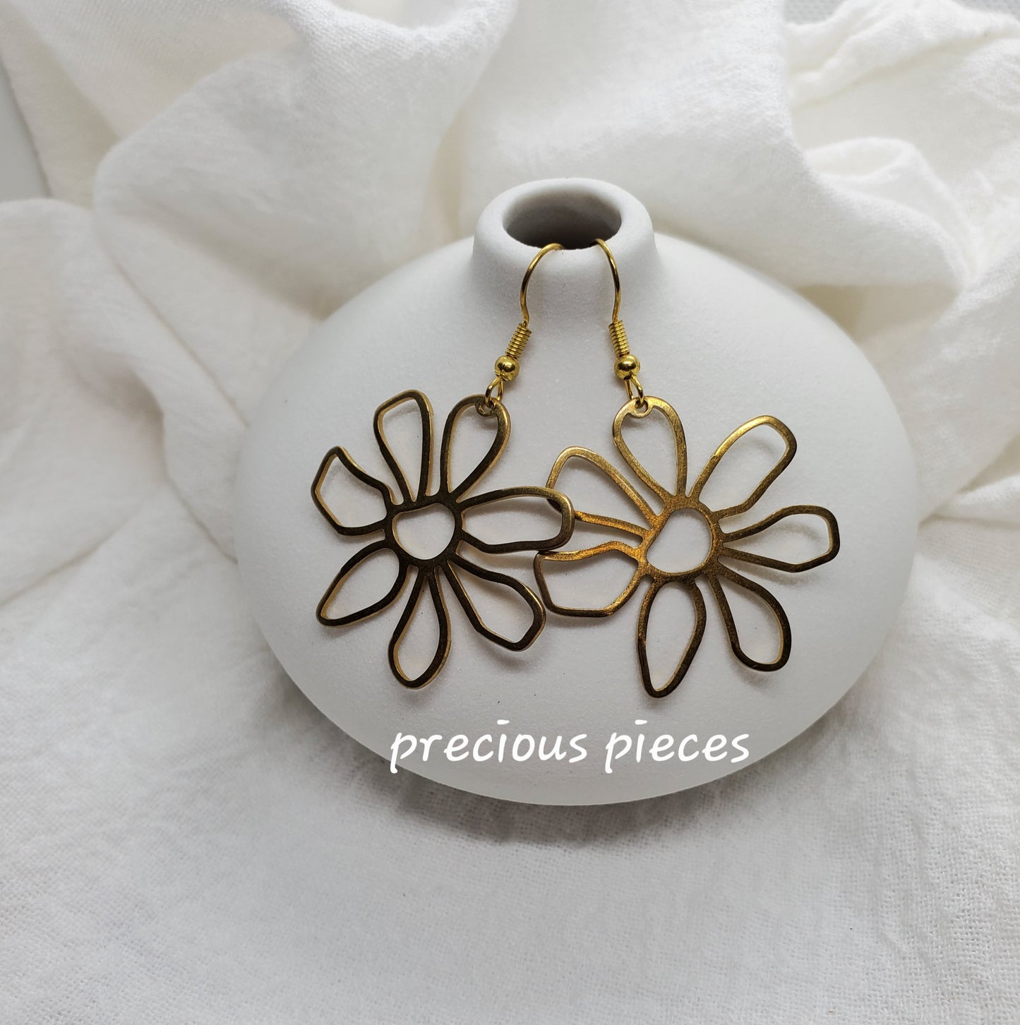 Brass Flower Earrings