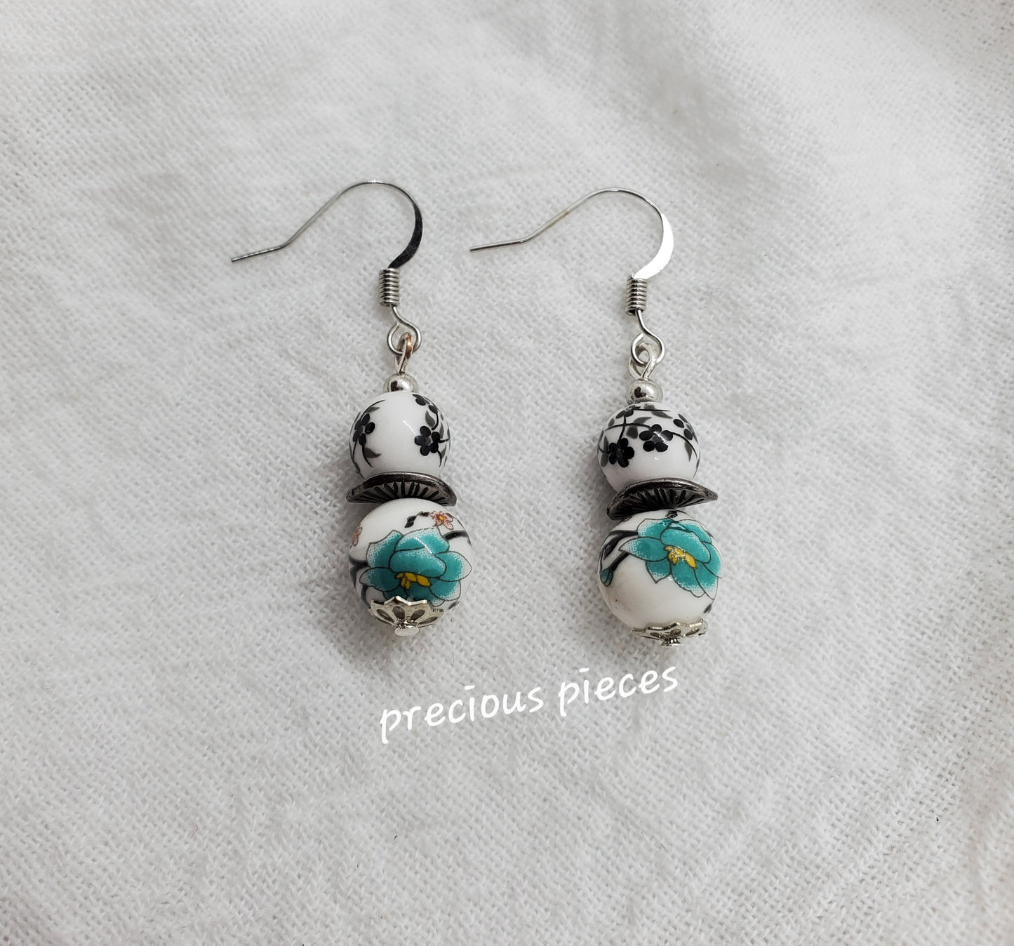 Ceramic Flower Beaded Earrings